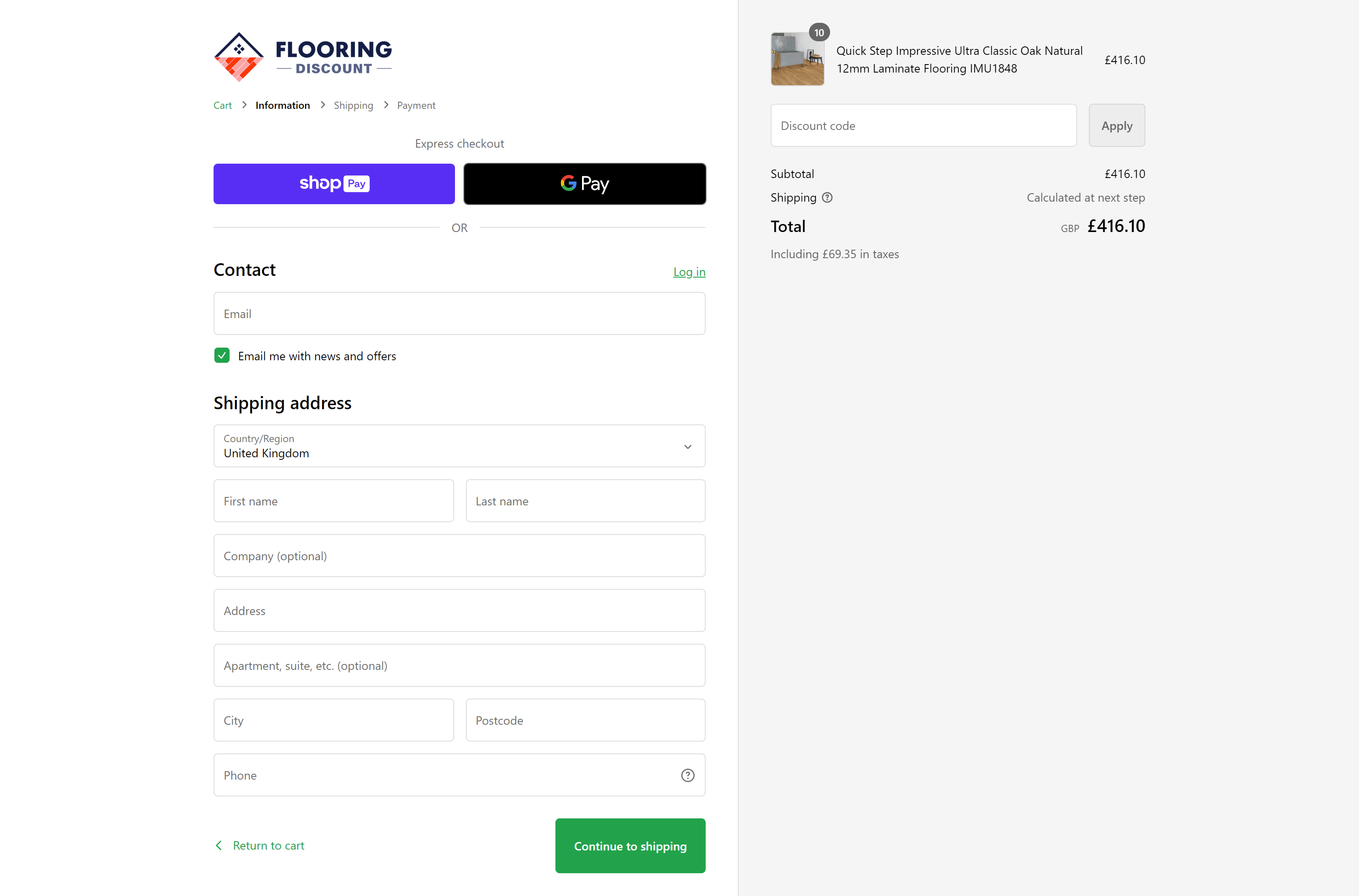 Flooring Discount Checkout Page Design by Kainat Chaudhary