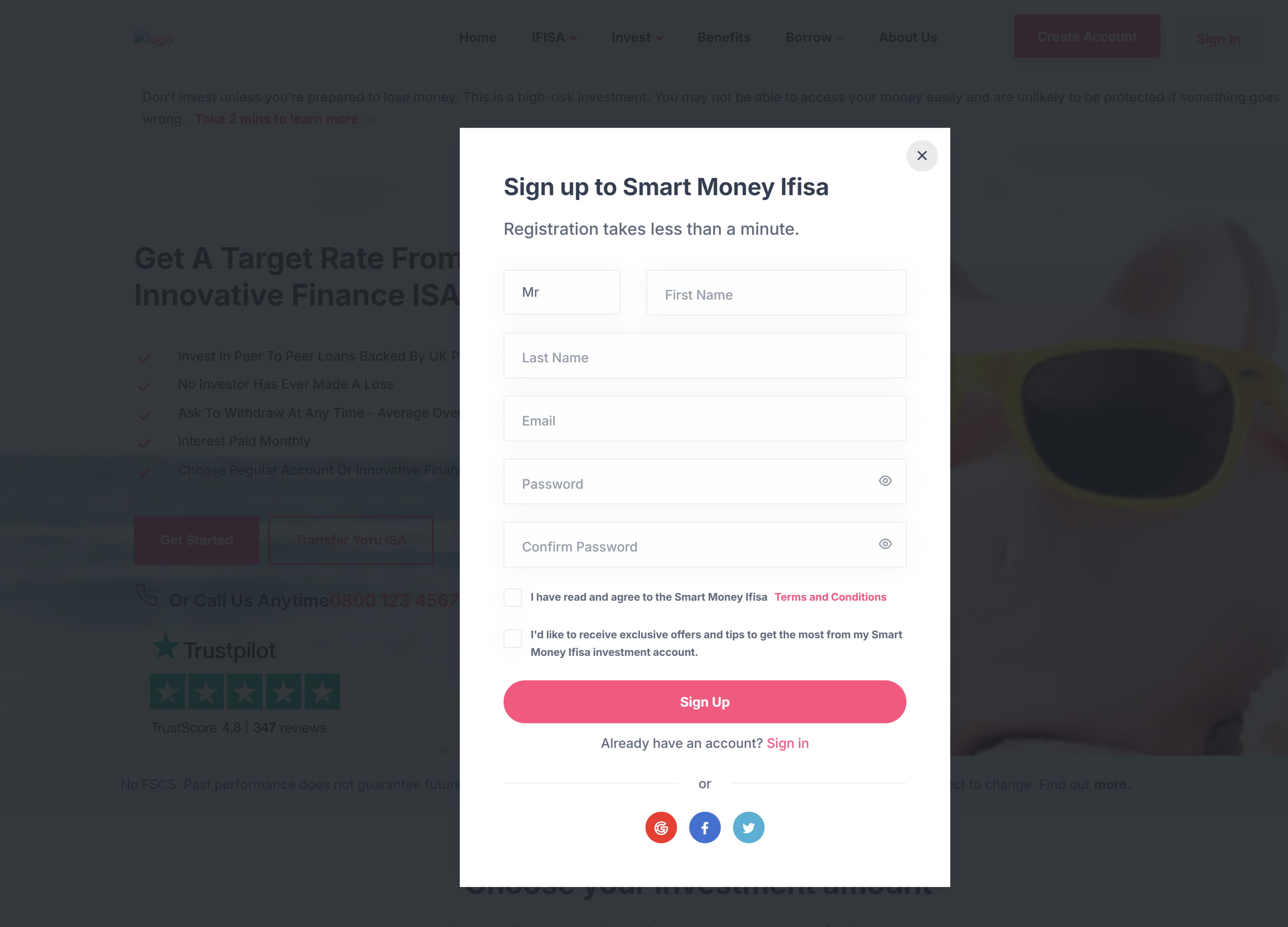 SmartMoney IFISA Registration Modal Design by Kainat Chaudhary SmartMoney IFISA Registration Modal Design by Kainat Chaudhary
